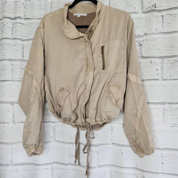 Young Fabulous & Broke Jackets & Blazers - Young Fabulous & Broke Khaki Clara Drawstring Utility Jacket Bomber Full Zip M